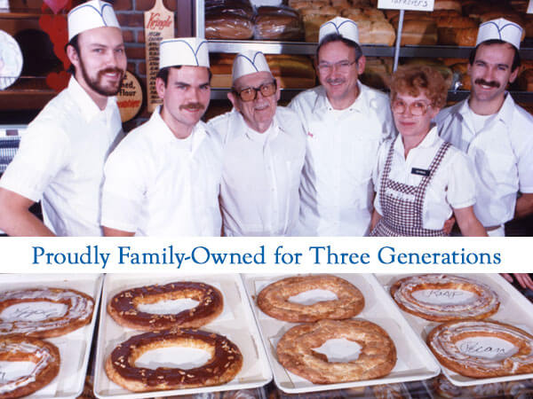 Photo of the Olesen family with the caption "Proudly Family-Owned for Three Generations"
