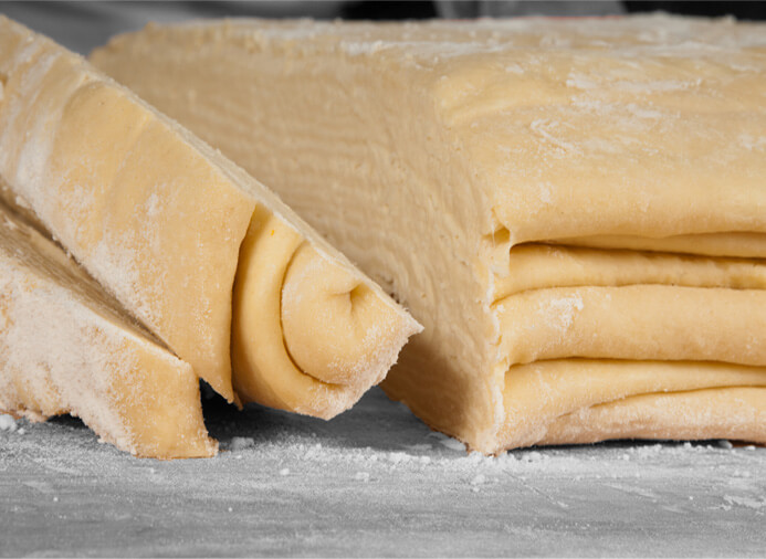 Fresh gently rolled dough