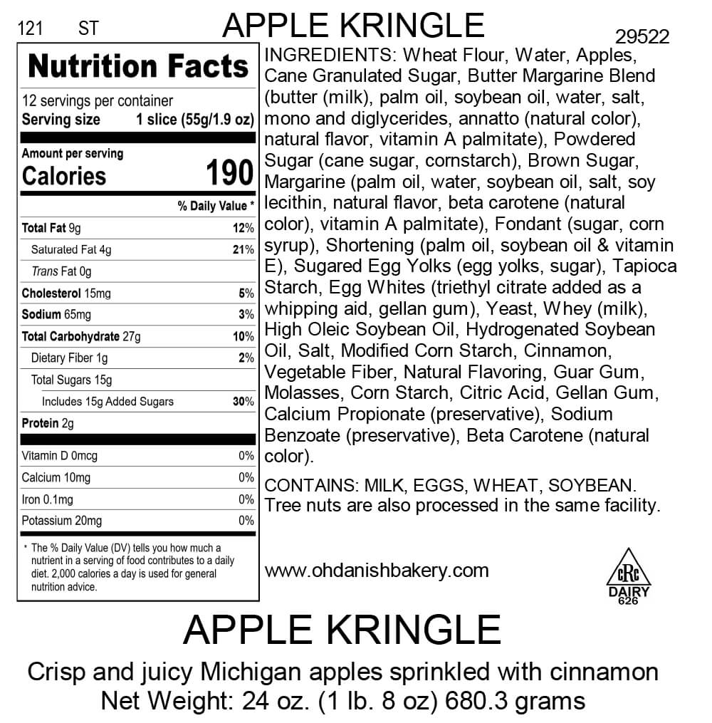 Nutritional Label for Apple Kringle