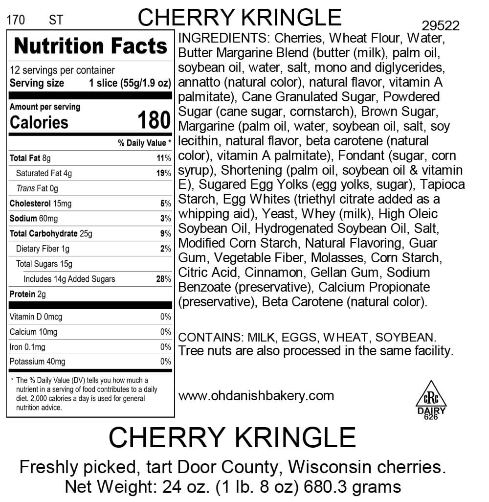 Nutritional Label for Cherry Kringle