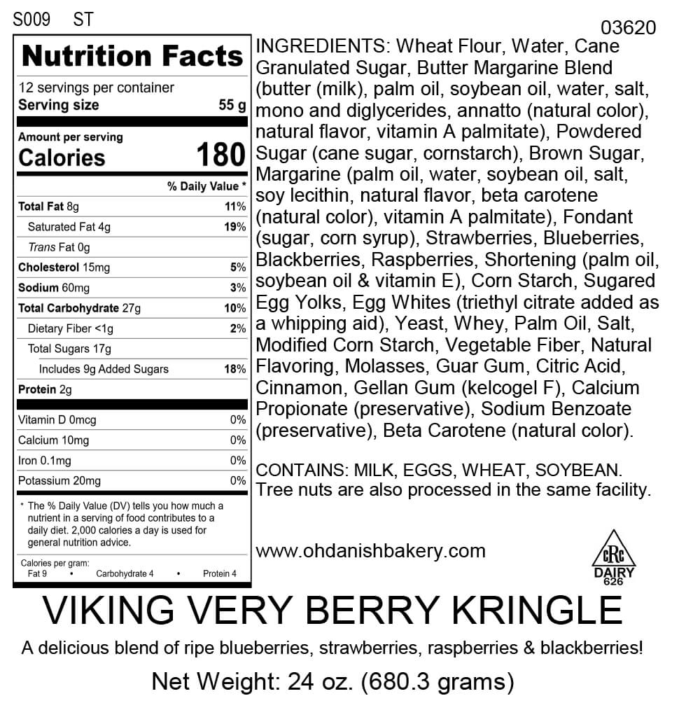 Nutritional Label for Viking Very Berry Kringle