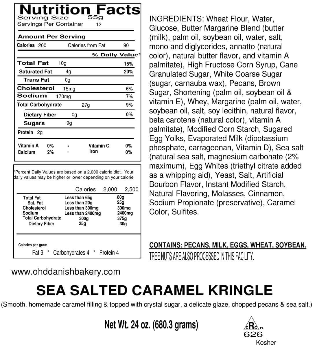 Nutritional Label for Sea Salted Caramel Kringle