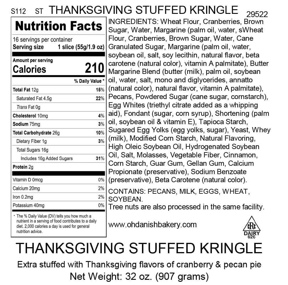 Nutritional Label for Thanksgiving 