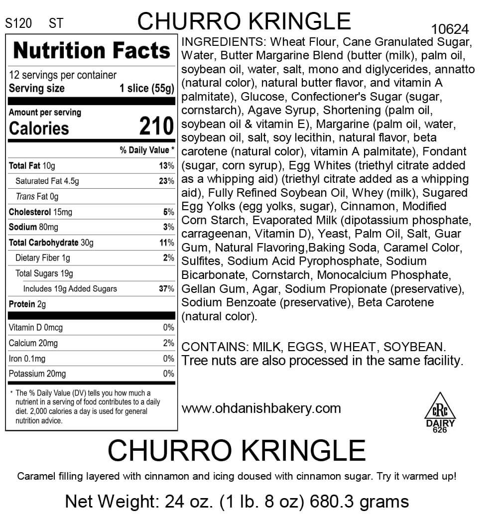Nutritional Label for Churro Kringle