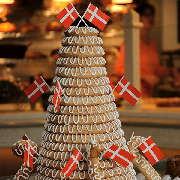 A 15-layer Kransekager cake also called a Viking Wedding Cake