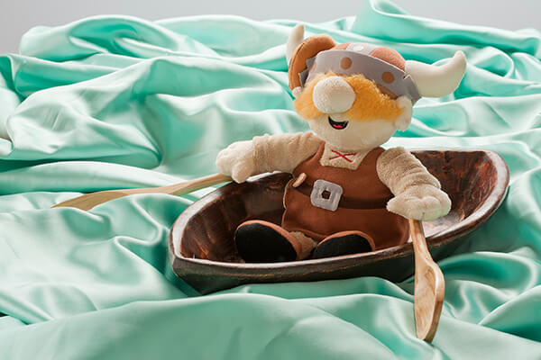 Stuffed toy of O&H Bakeryâs Viking mascot Ohlaf