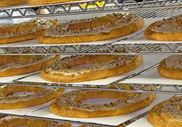 pumpkin caramel kringle in cooling racks