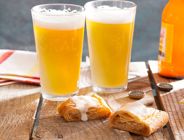 Summer Shandy beer with a slice of kringle