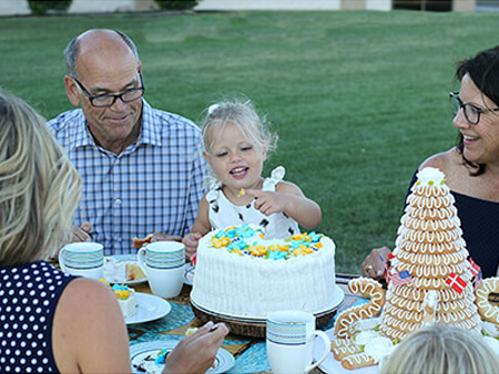 Jules and Eric enjoying a danish layer cake