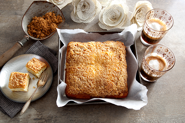 Danish dream cake with coffee