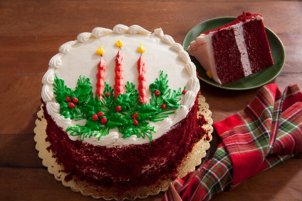 red velvet cake with Christmas decoration