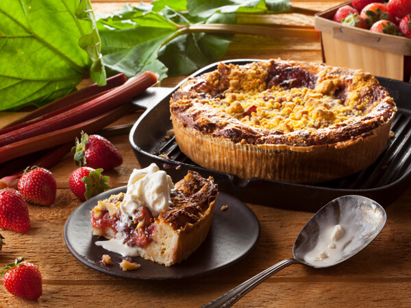 Strawberry Rhubarb Bread Pudding