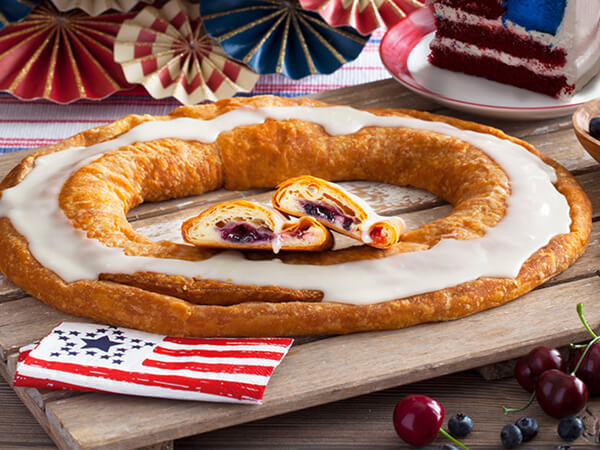 red, white, and blue kringle