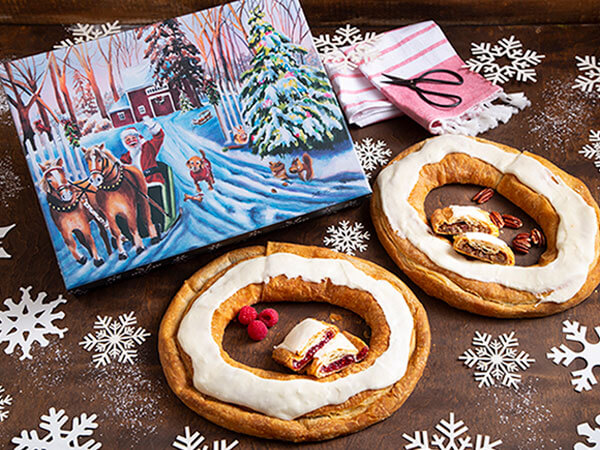 Holiday kringles with Christmas gift box