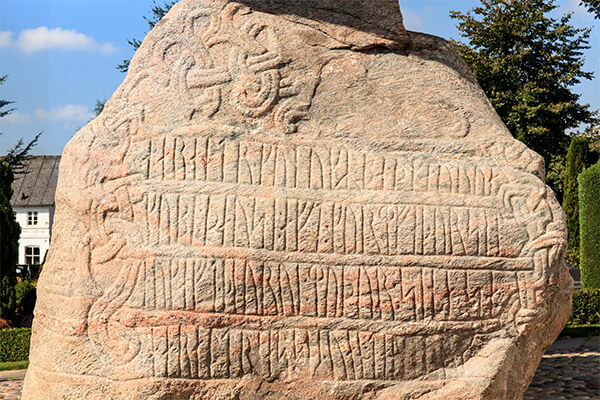 Large Jelling stone with carved runes