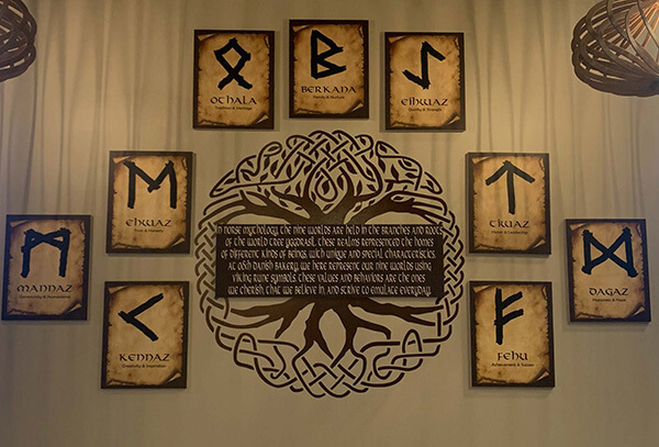 Runes representing The Nine Worlds of Norse mythology