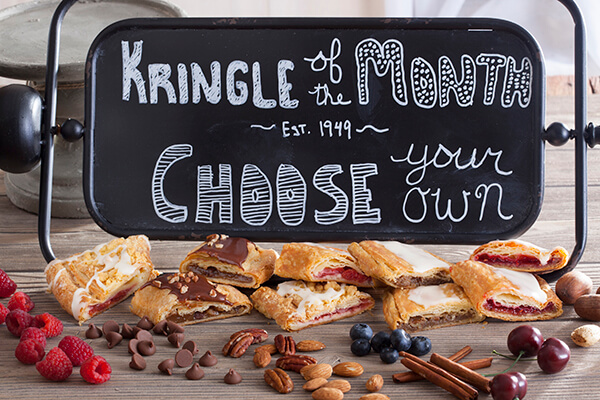 Kringle slices with a sign that says 