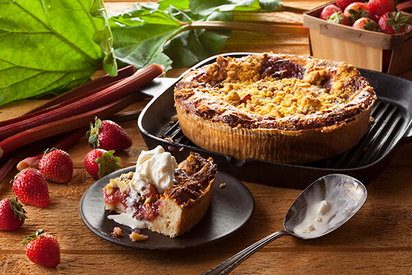 Strawberry and Rhubarb Bread Pudding