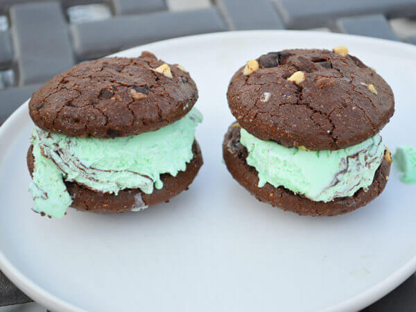 Mint Chocolate Chip Ice Cream Cookie Sandwiched between our Gluten-Free Triple Chocolate Cookies