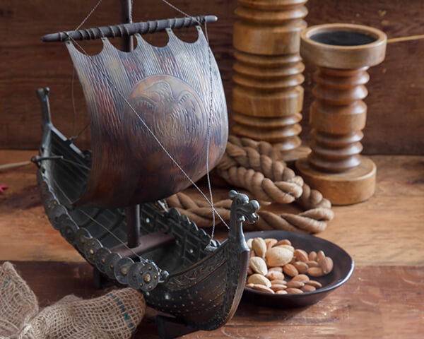 A viking longboat model used as table decoration