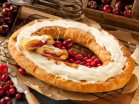 Wisconsin Kringle with filled with cherries and cranberries