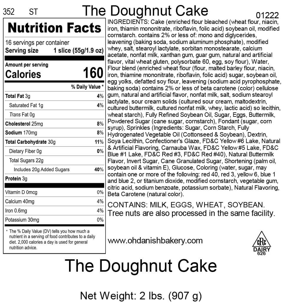 Nutritional Label for The Doughnut Cake