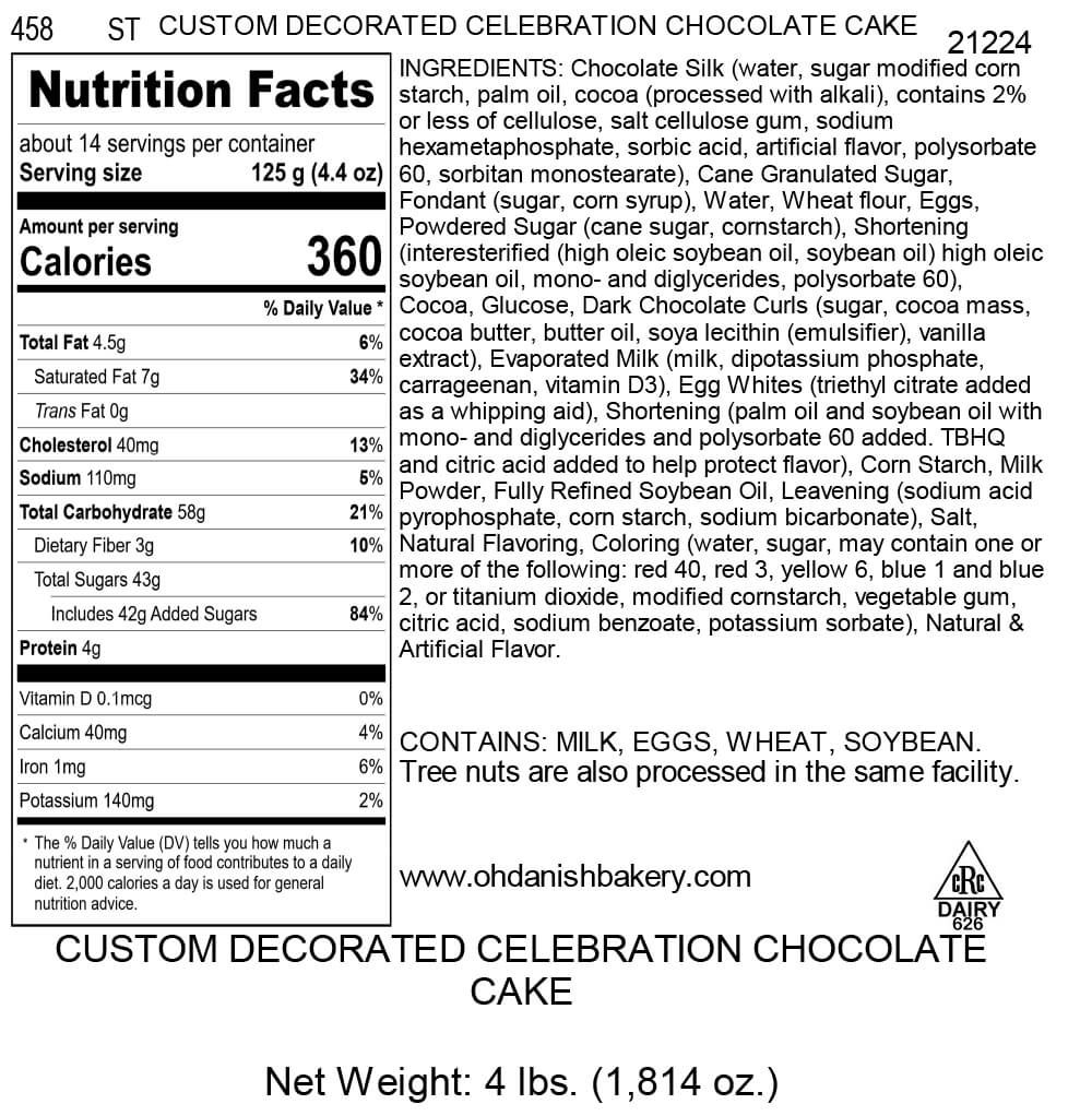 Nutritional Label for King's Chocolate Layer Cake