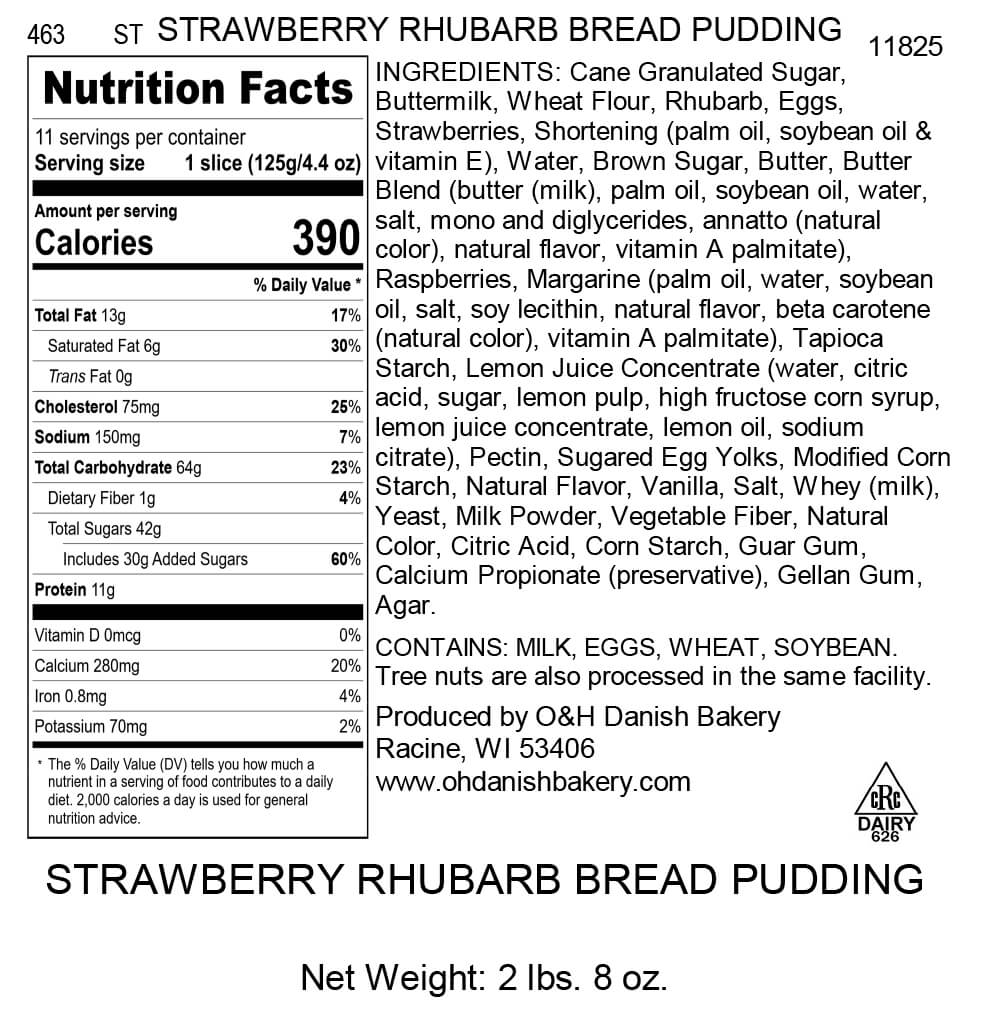 Nutritional Label for Strawberry Rhubarb Bread Pudding