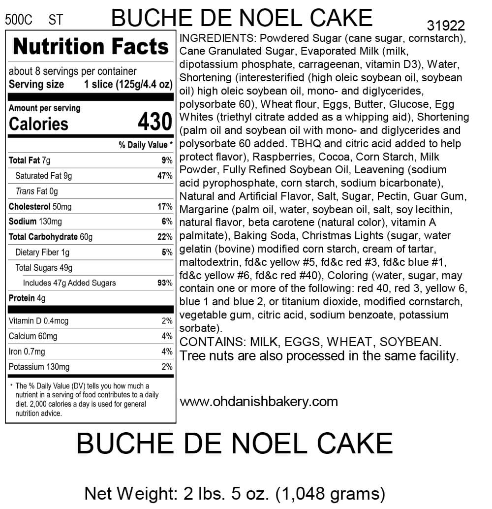 Nutritional Label for Buche De Noel