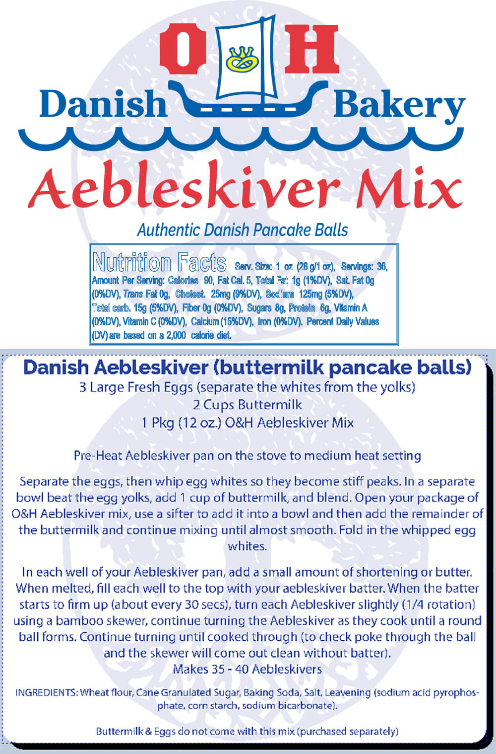 Nutritional Label for Aebleskiver Mix - Traditional Danish Pancake Balls