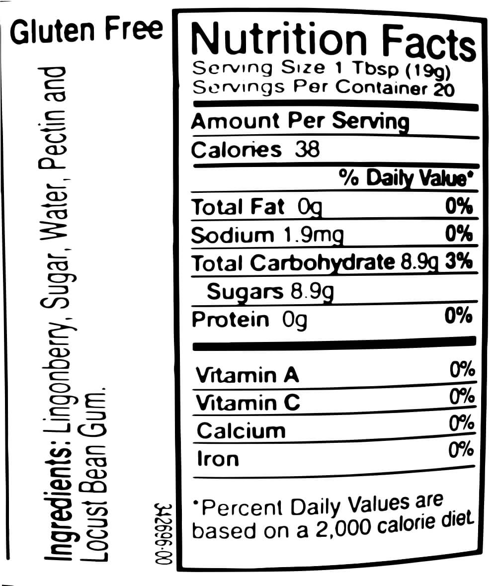 Nutritional Label for Lingonberries