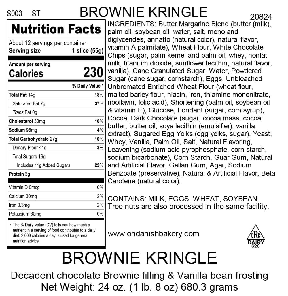 Nutritional Label for Brownie Kringle