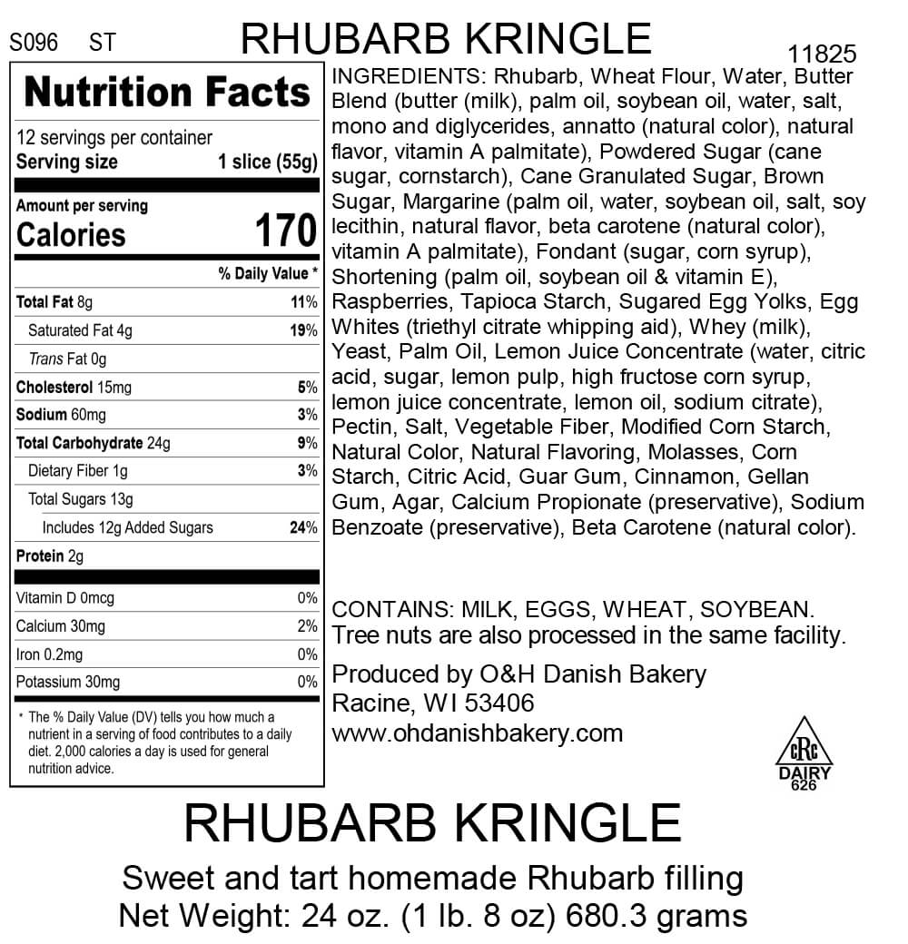 Nutritional Label for Rhubarb Kringle