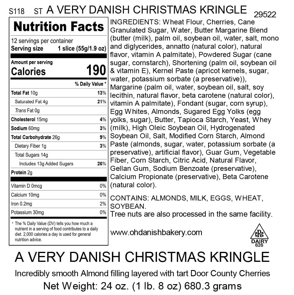 Nutritional Label for A Very Danish Christmas Kringle