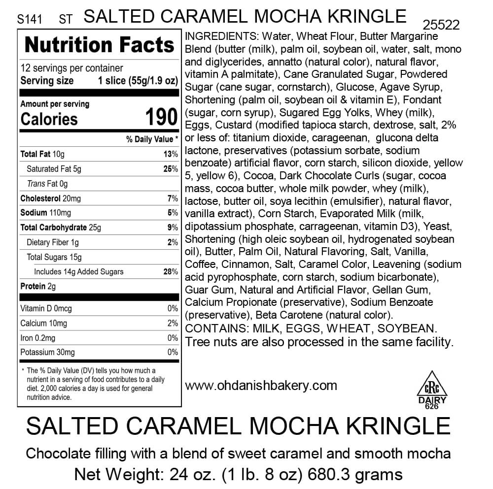 Nutritional Label for Salted Caramel Mocha Kringle