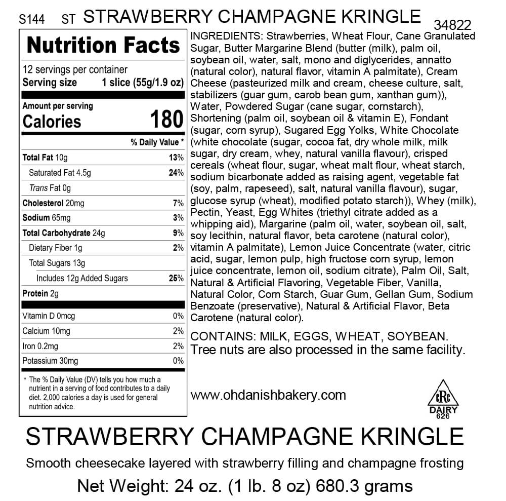 Nutritional Label for Strawberry Champagne Kringle