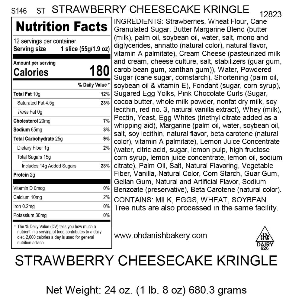 Nutritional Label for Strawberry Cheesecake Kringle