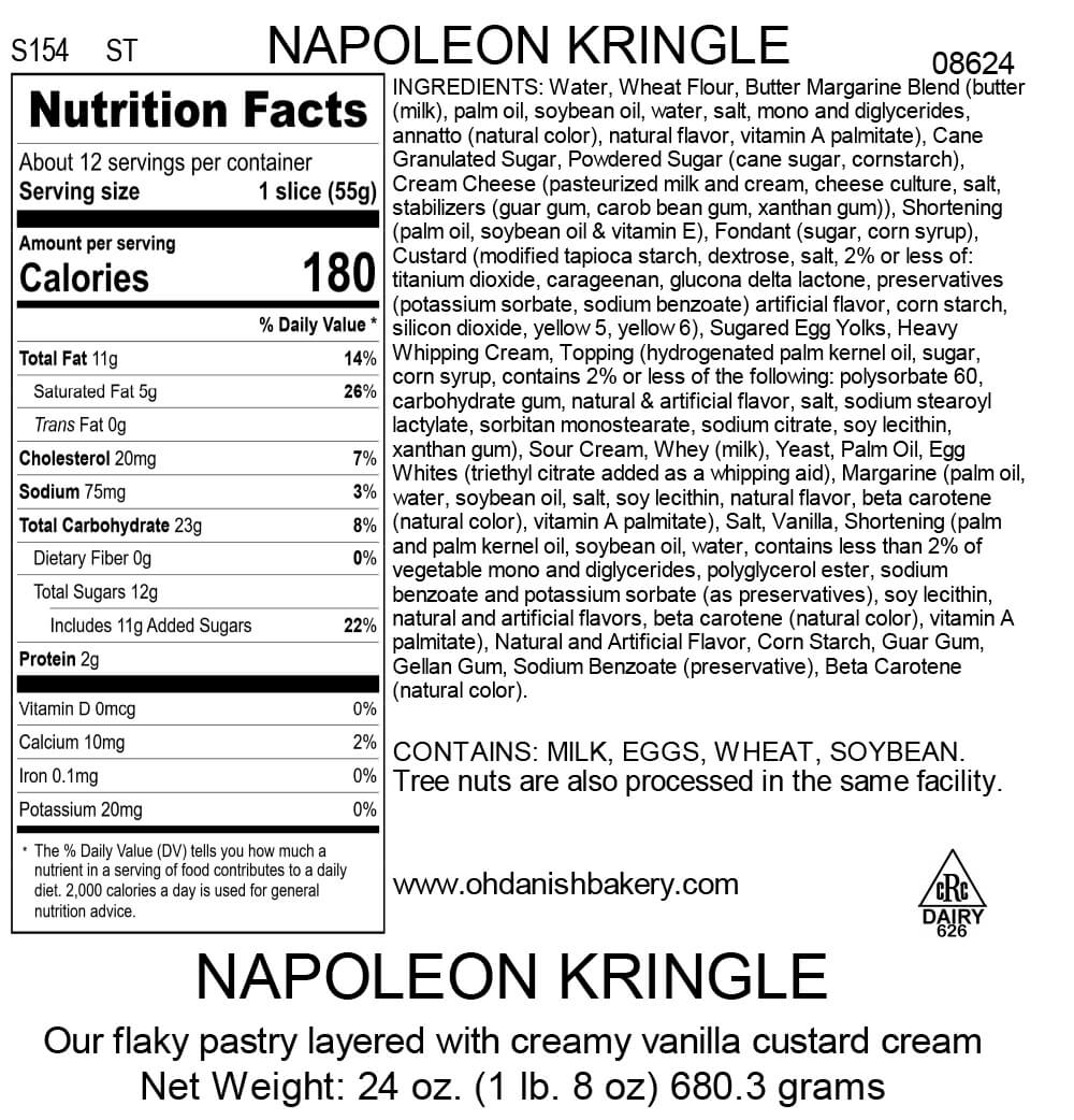Nutritional Label for Napoleon Kringle