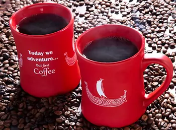 Item number: M002 - Adventure Coffee Mug - Valiant Red