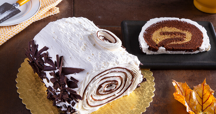 Chocolate Pumpkin Pie Cake Roll