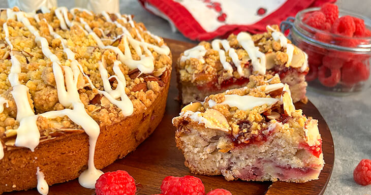 This Christmas, treat yourself to our soft eggnog coffee cake, available through convenient bakery delivery.